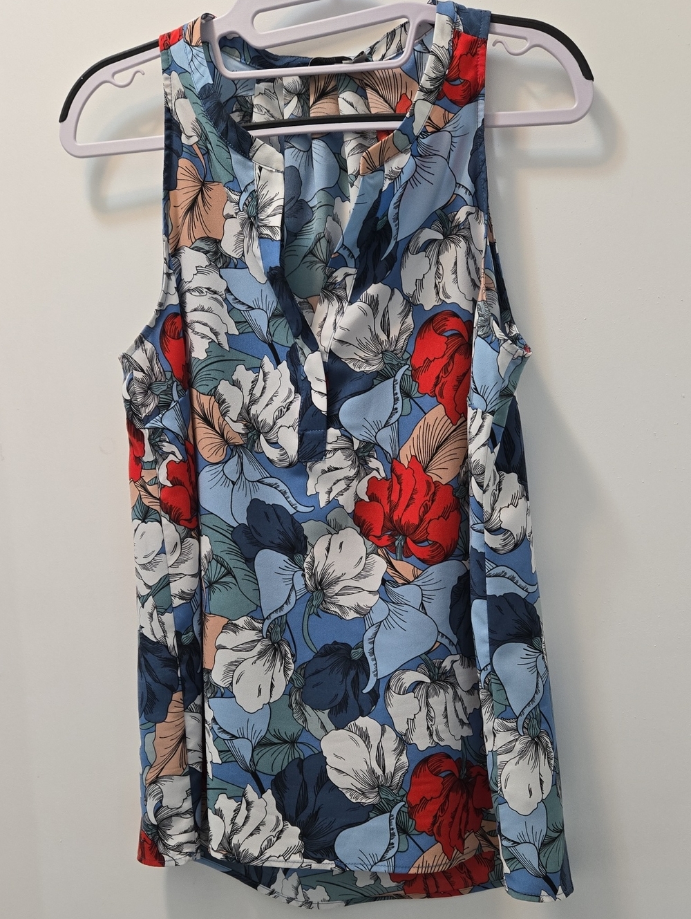 Dalia Floral V-Neck Sleeveless Camisole - Blue Multi